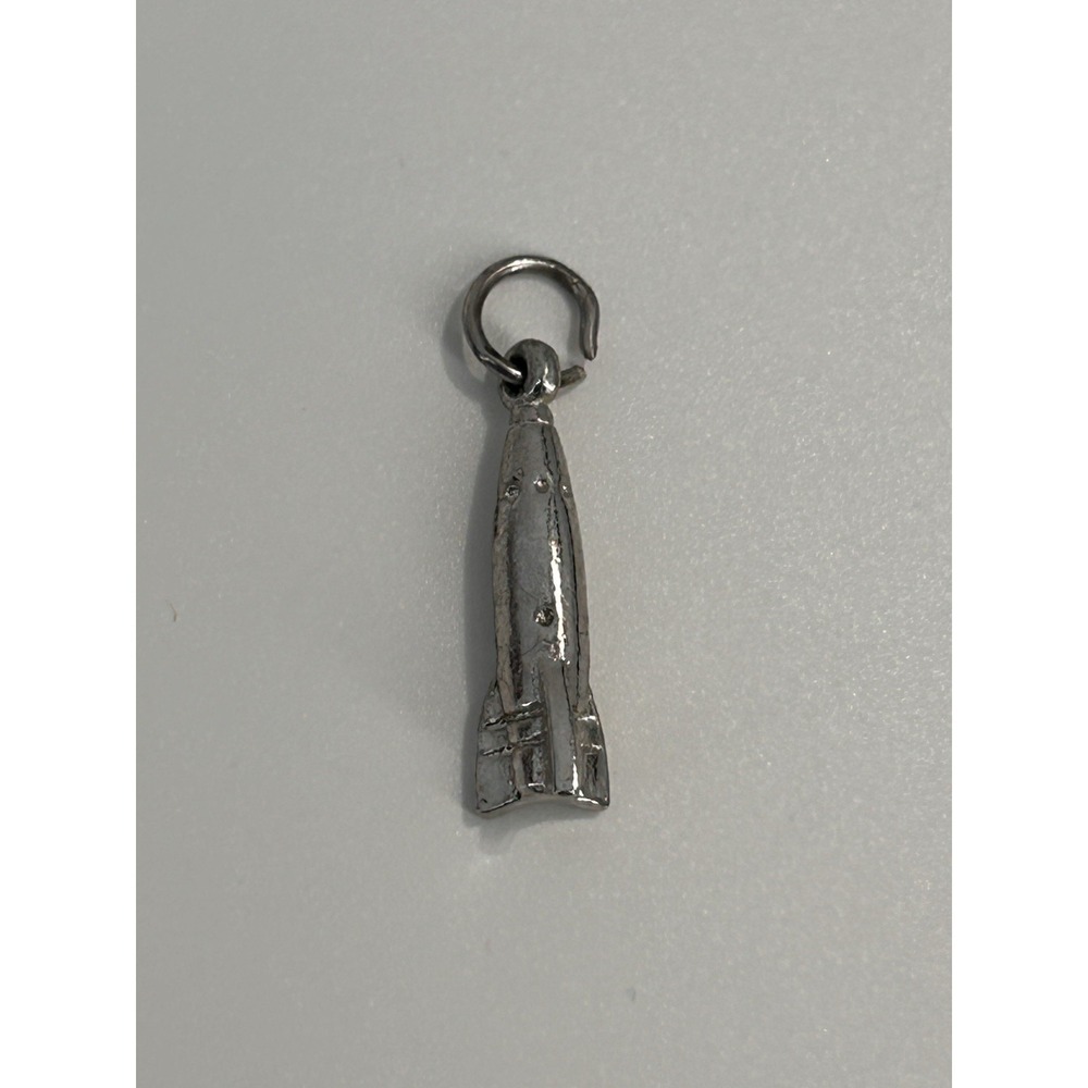Vintage Silver‎ Toned Rocket Ship Charm